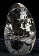Polished Septarian Geode Sculpture - Black Crystals #55015-1